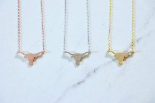 Dainty Longhorn Outline Necklace, College Gift, Texas Gift, Graduation Gift, Sibling Gift, Alumni Gift, College Student Gift, Wife Gift, Friend Gift, Best Friend Gift