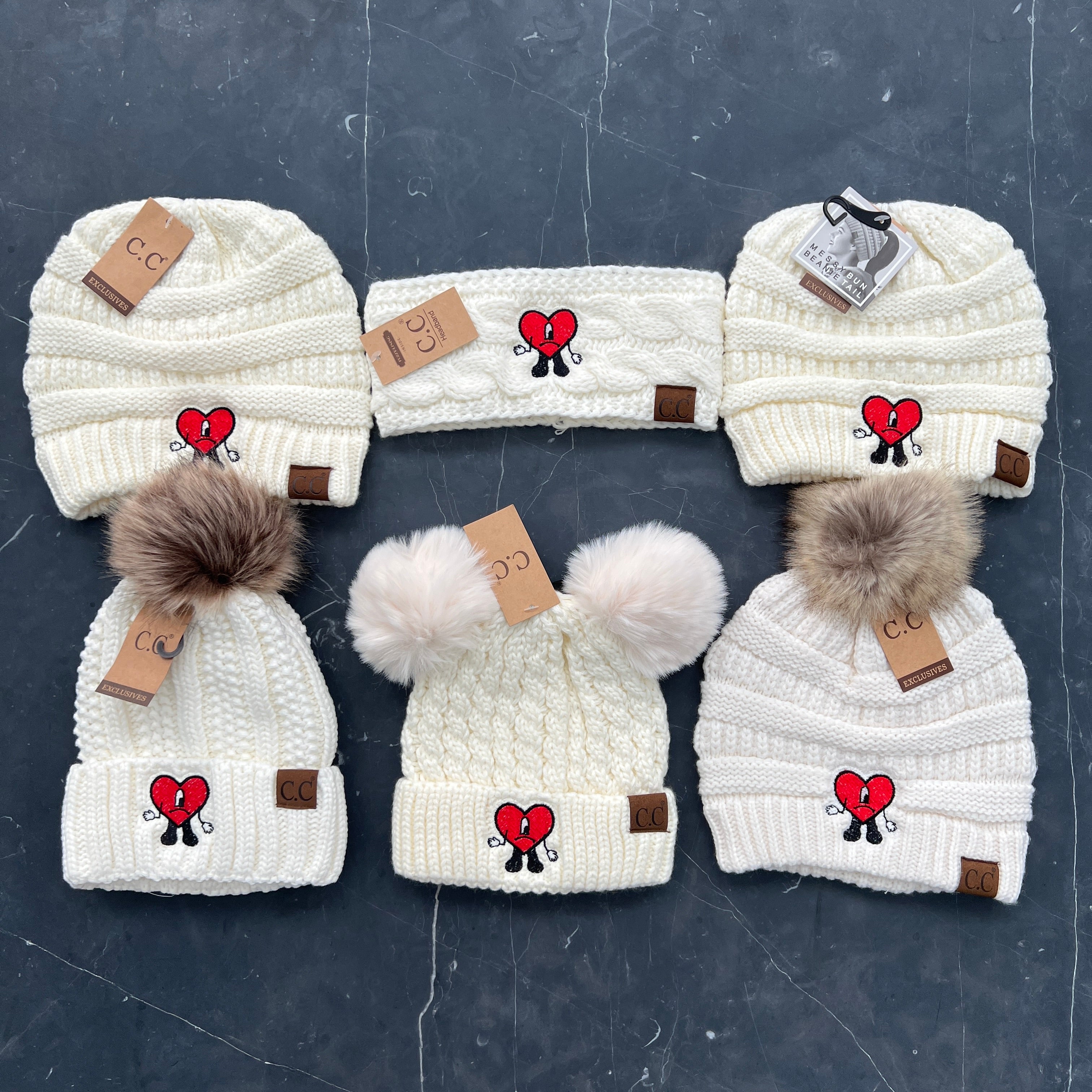 Bad Bunny C.C buy Double Pom Beanie - Rose (Kids)