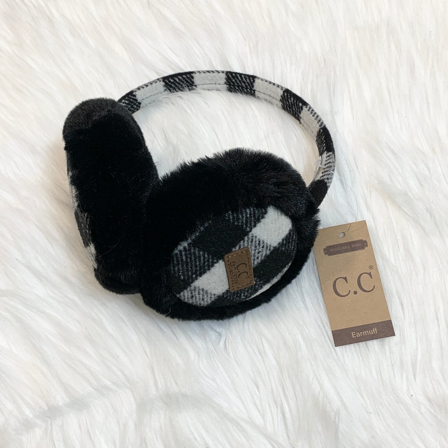 C.C Plaid Print Earmuffs, Winter Earmuffs, Warm Earmuffs, Winter Ear Warmers, Holiday Gift, Birthday Gift, Wife Gift, Fiancé Gift, Mom Gift