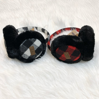 C.C Plaid Print Earmuffs, Winter Earmuffs, Warm Earmuffs, Winter Ear Warmers, Holiday Gift, Birthday Gift, Wife Gift, Fiancé Gift, Mom Gift