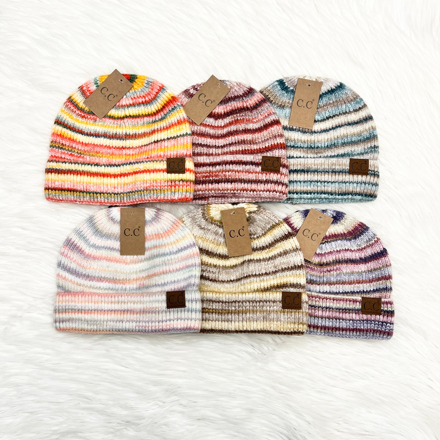 C.C Block Stripe Cuff Beanies,Winter Hat, Winter Beanie, Knit Beanie