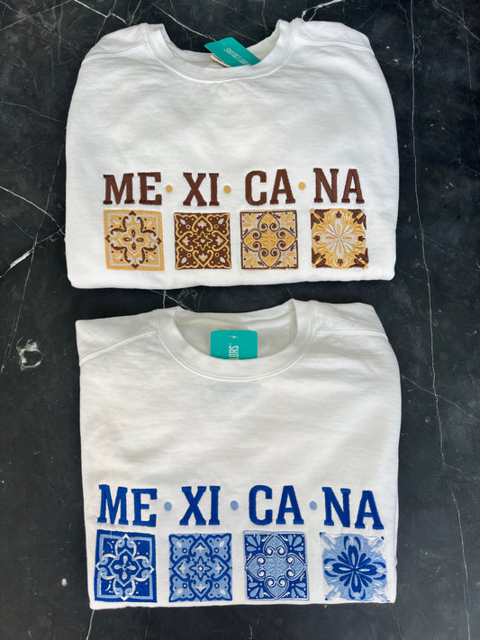 Mexicana Colorful Tile Embroidery Crewneck