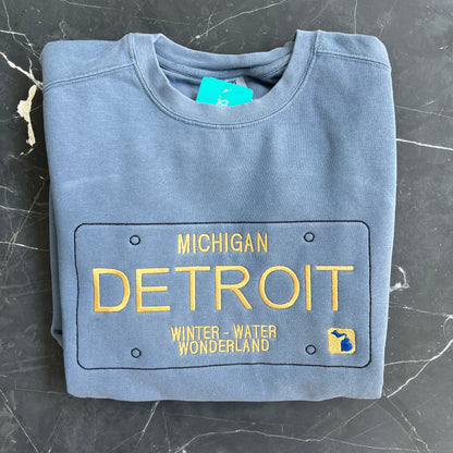 Detroit Michigan License Plate Crewneck