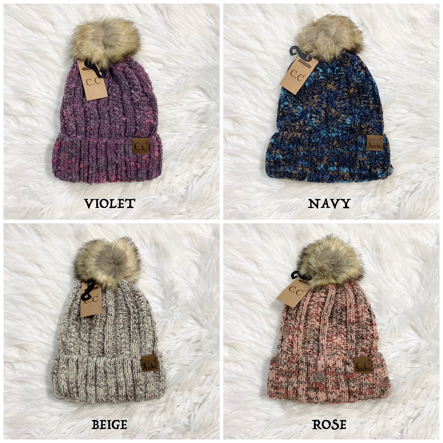 C.C Beanies Diagonal Pom Beanie for Adults, Winter Hats, Premium Hats, Warm Hats, Winter Accessories, Hair Accessories