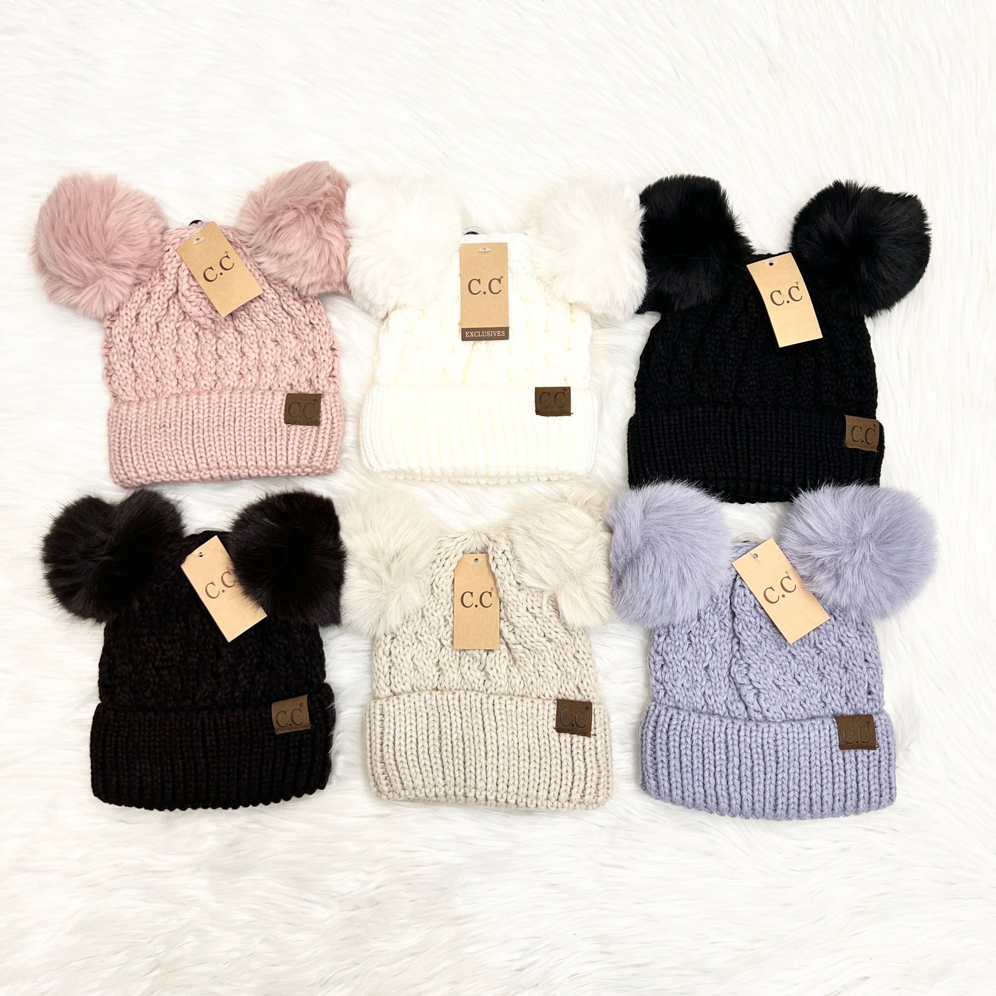 C.C Adult Premium Knit Double Match Pom Beanie, Warm Hat, Winter Beanies, Premium Beanies, Winter Hats, Warm Beanie, CC Beanies, CCBeanies