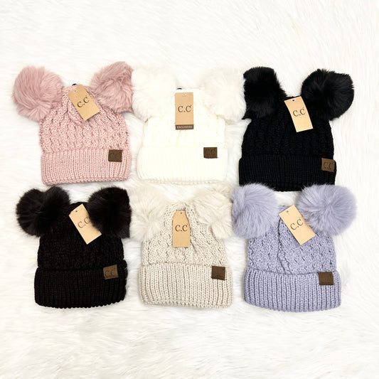 C.C Adult Premium Knit Double Match Pom Beanie, Warm Hat, Winter Beanies, Premium Beanies, Winter Hats, Warm Beanie, CC Beanies, CCBeanies