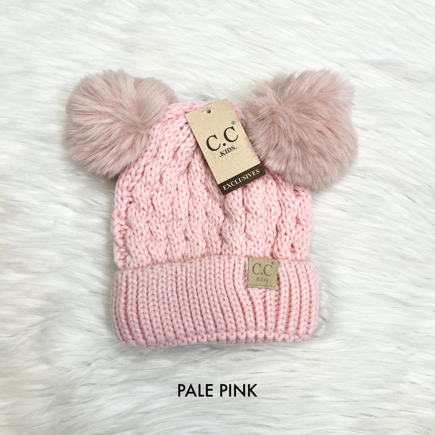 Kids C.C Premium Knit Double Match Pom Beanie, Warm Hat, Winter Beanies, Premium Beanies, Winter Hats, Warm Beanie, CC Beanies, CCBeanies