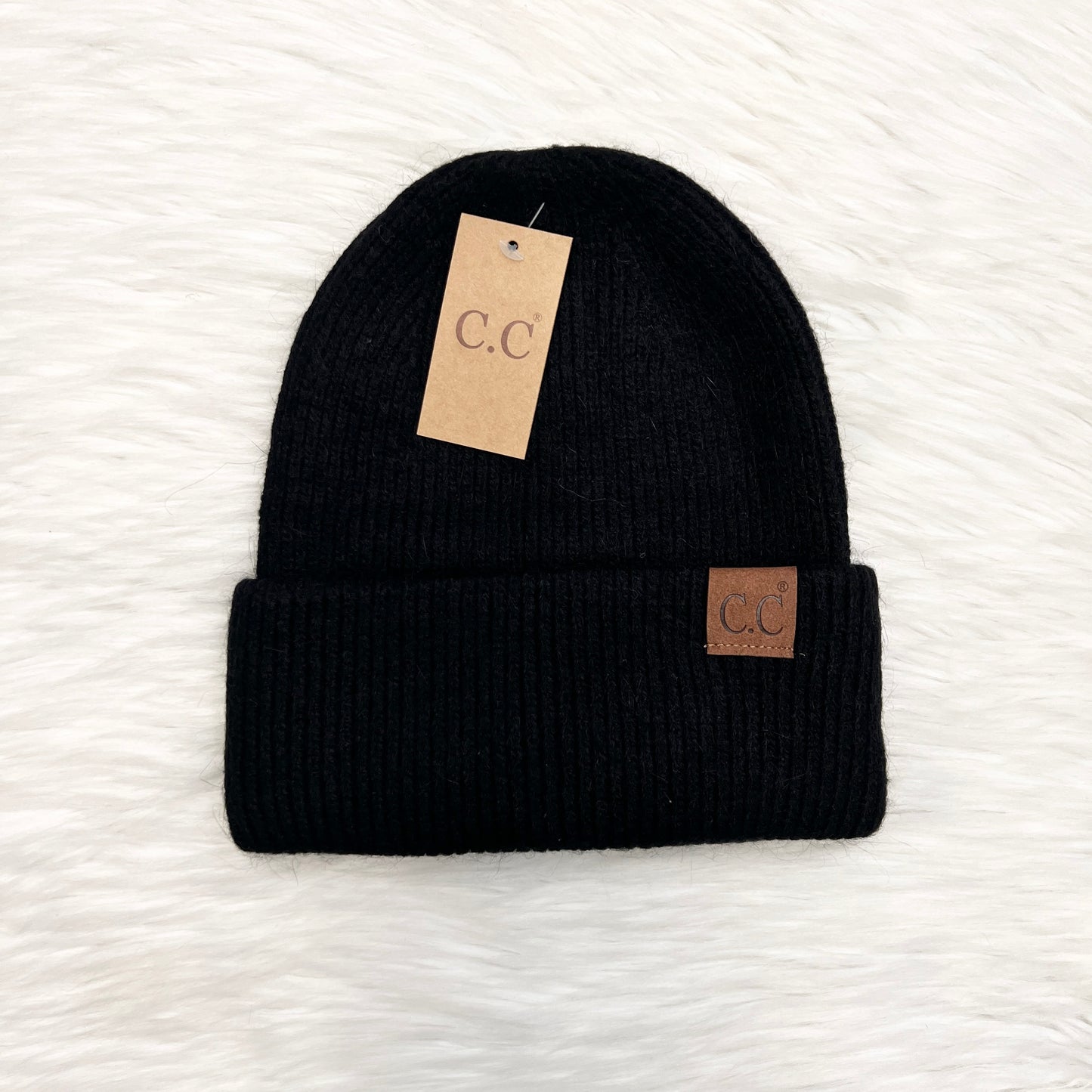 C.C Double Cuff Thick Beanies ,Winter Hat, Winter Beanie, Knit Beanie