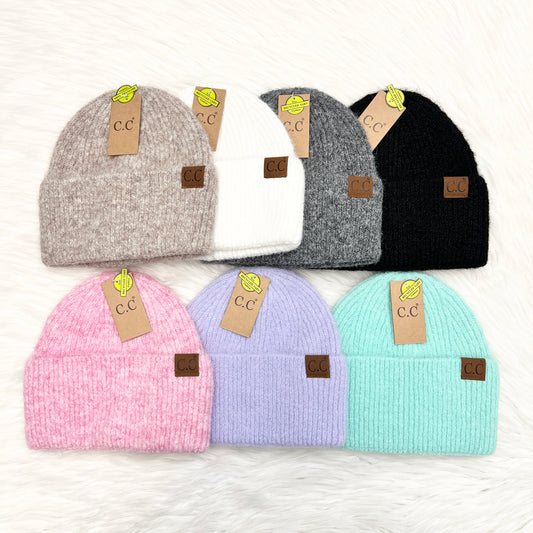 C.C Double Cuff Thick Beanies ,Winter Hat, Winter Beanie, Knit Beanie