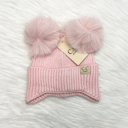 Baby C.C Premium Knit Ear Flap Double Pom Beanie, Warm Hat, Winter Beanies, Premium Beanies, Winter Hats, Warm Beanie, CC Beanies, CCBeanies