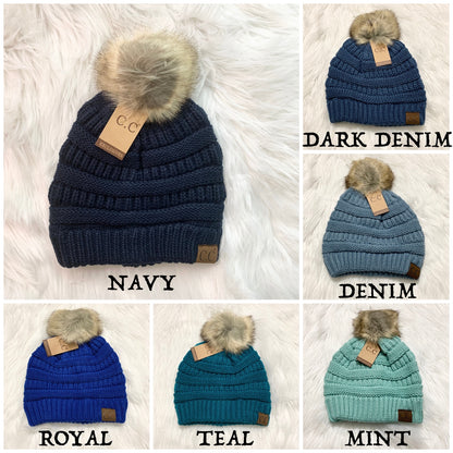 C.C Classic Pom Beanies (Adults), Winter Hat, Winter Beanie, Premium Beanie, Warm Beanie, Colorful Beanie, Holiday Gift, Birthday Gift