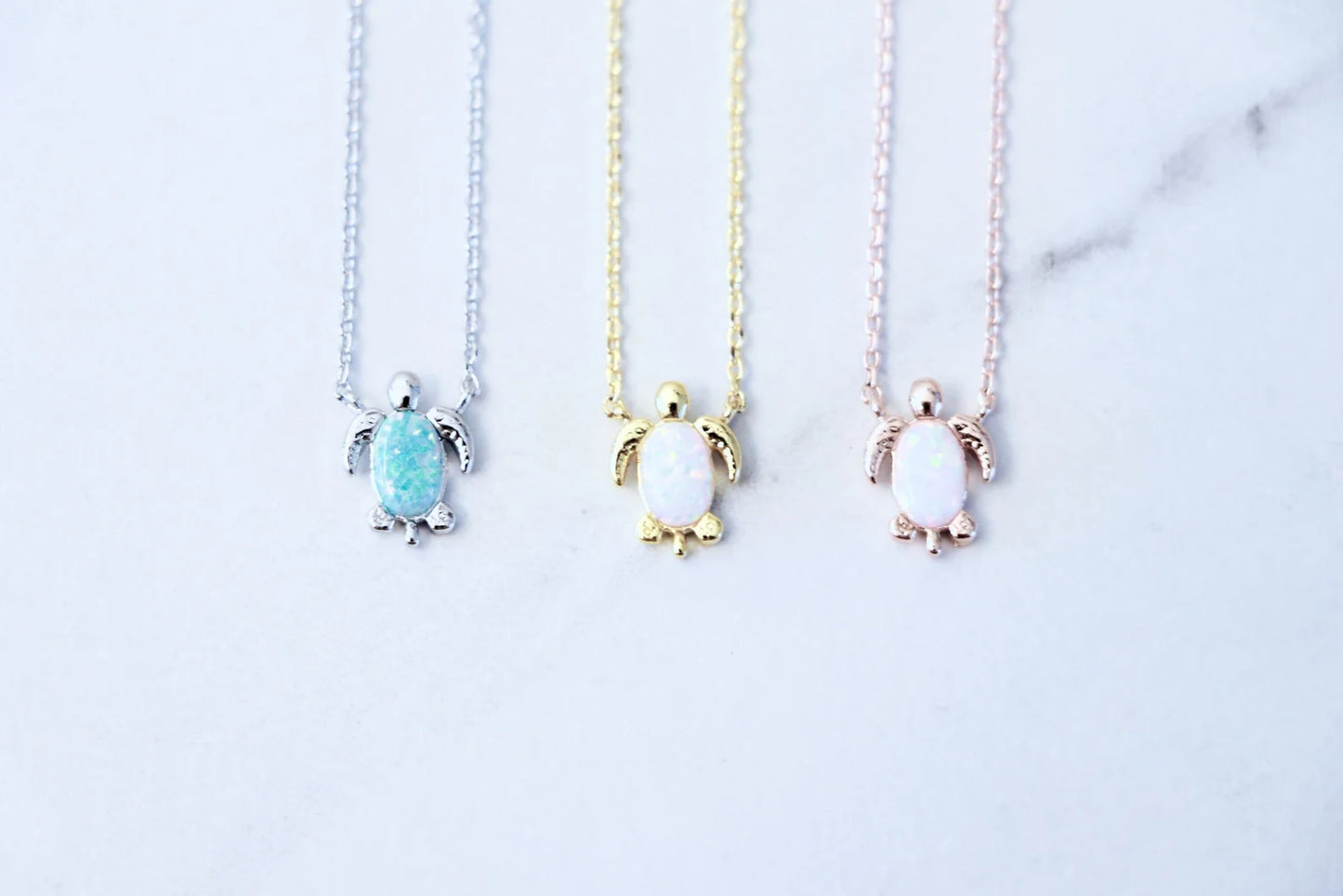 Dainty Opal Turtle Necklace, College Gift, Dainty Wife Gift, Birthday Gift, Sister Gift, Mother Gift, Bridesmaid Gift, Friend Gift, Girlfriend Gift