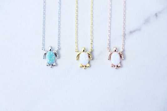 Dainty Opal Turtle Necklace, College Gift, Dainty Wife Gift, Birthday Gift, Sister Gift, Mother Gift, Bridesmaid Gift, Friend Gift, Girlfriend Gift